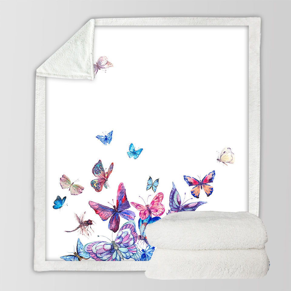 Butterflies Painting Sherpa Blanket