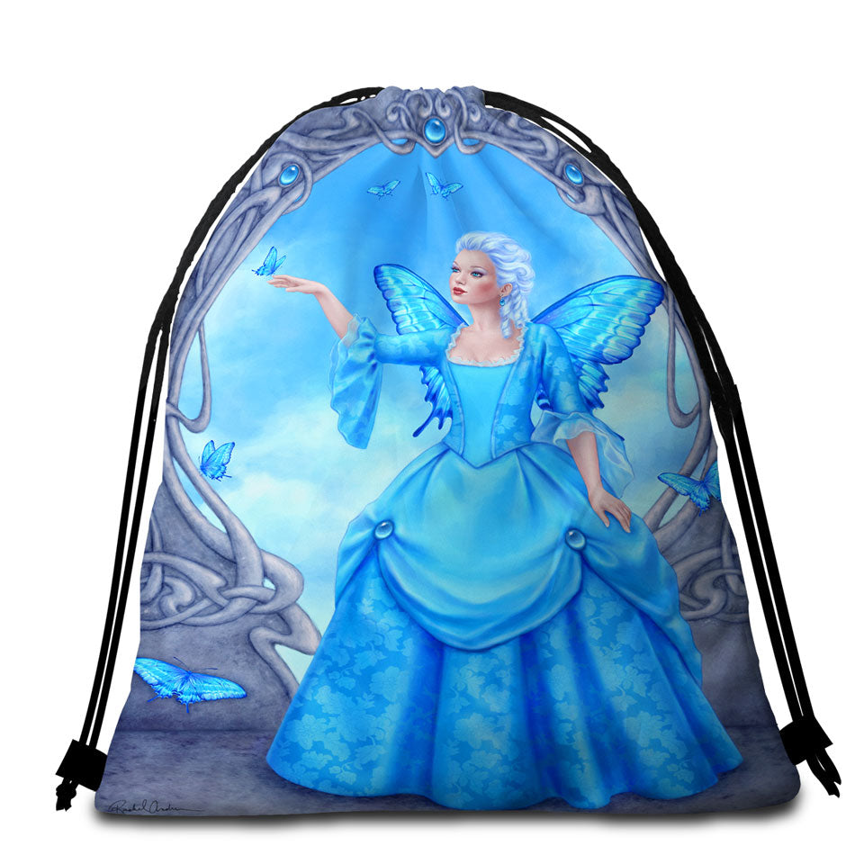 Butterflies and Blue Topaz Butterfly Girl Beach Bags and Towels