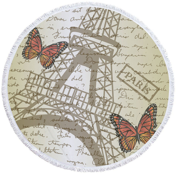 Butterflies and Eiffel Tower Paris Lightweight Beach Towel