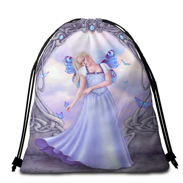 Butterflies and Light Purple Opal Butterfly Girl Beach Towels and Bags Set