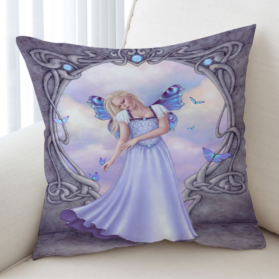 Butterflies and Light Purple Opal Butterfly Girl Children Cushion