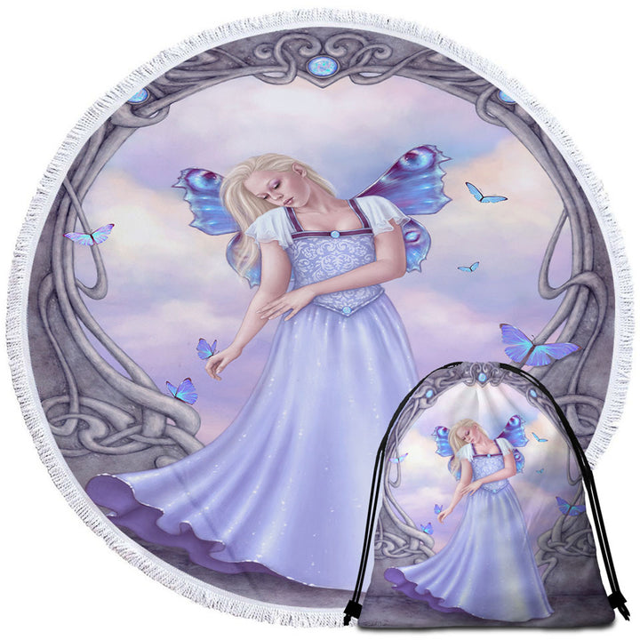 Butterflies and Light Purple Opal Butterfly Girl Cute Beach Towels