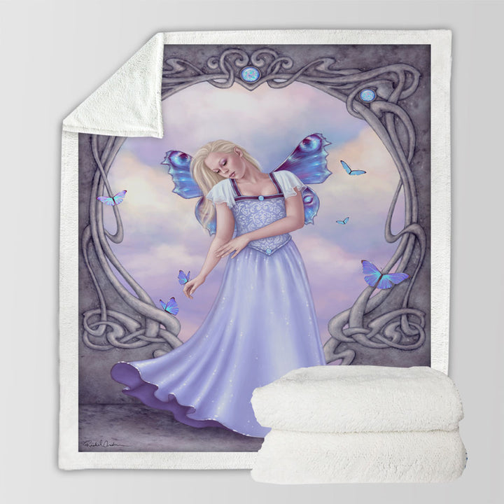 products/Butterflies-and-Light-Purple-Opal-Butterfly-Girl-Kids-Sherpa-Blankets