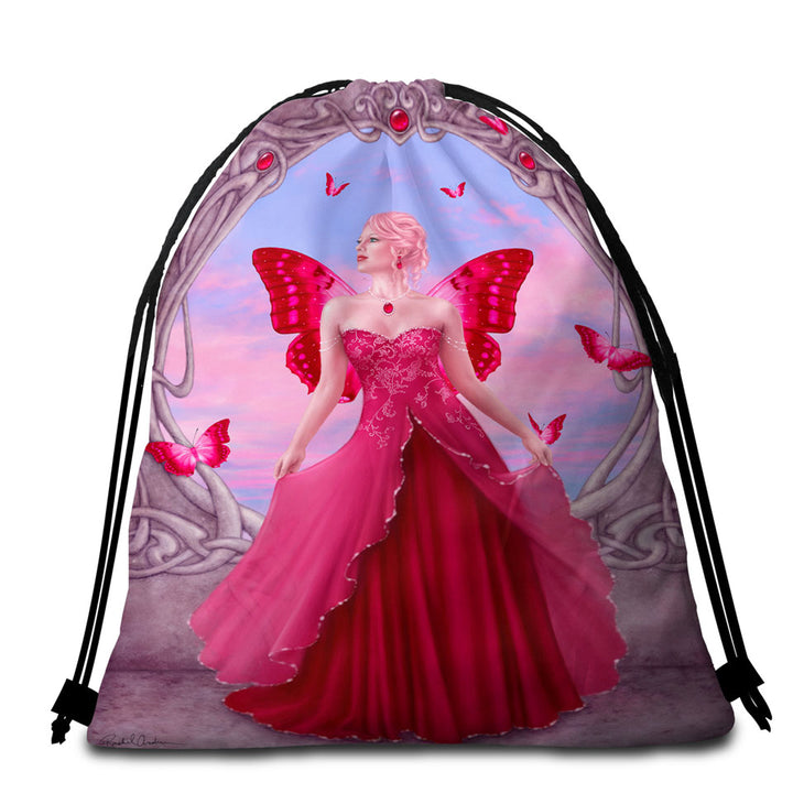 Floral Butterflies Dragons Beach Towels and Bags Set