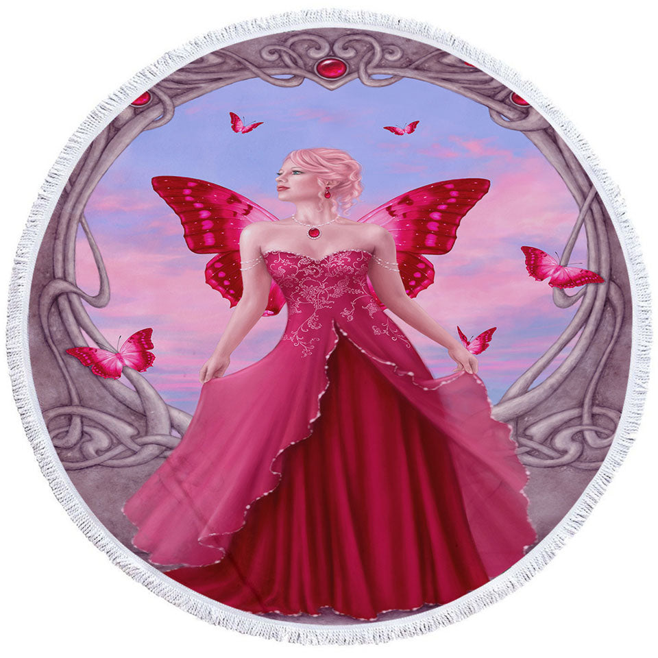 Butterflies and Purple Rose Ruby Butterfly Girl Childrens Beach Towels