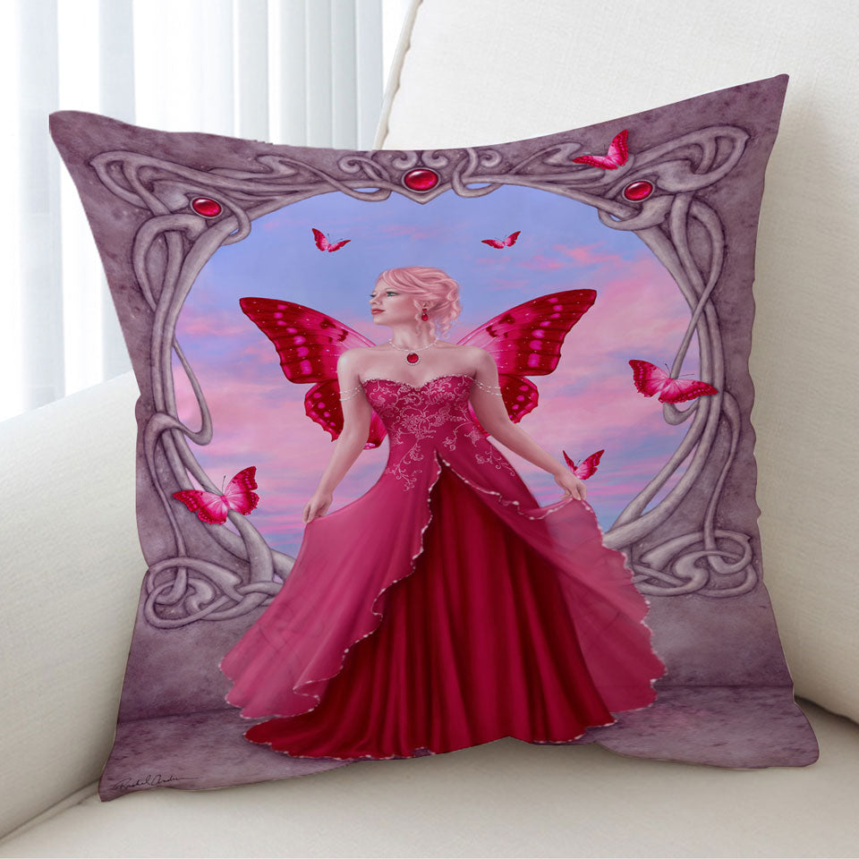 Butterflies and Purple Rose Ruby Butterfly Girl Throw Cushions