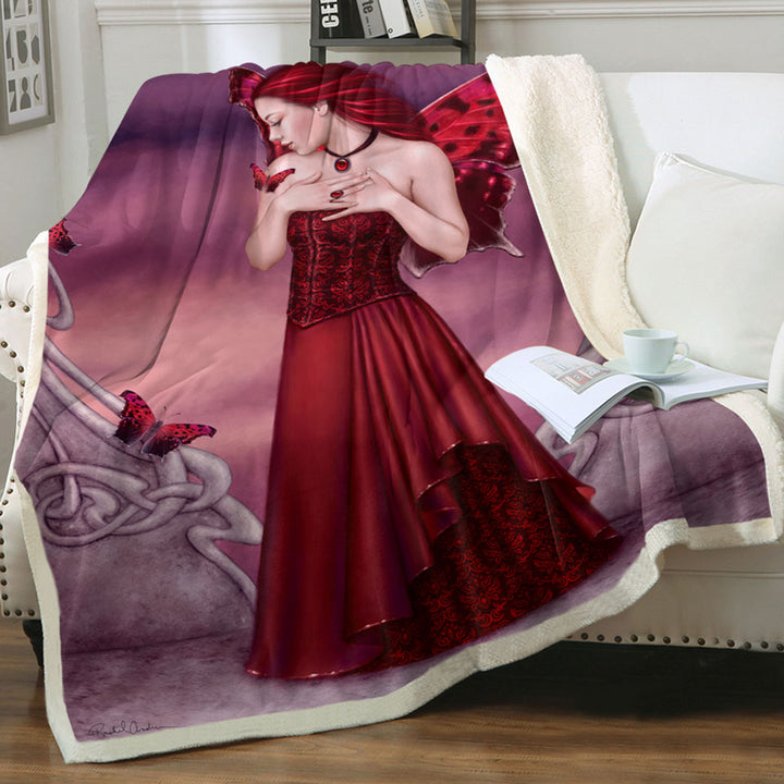 products/Butterflies-and-Red-Garnet-Butterfly-Girl-Lightweight-Blankets