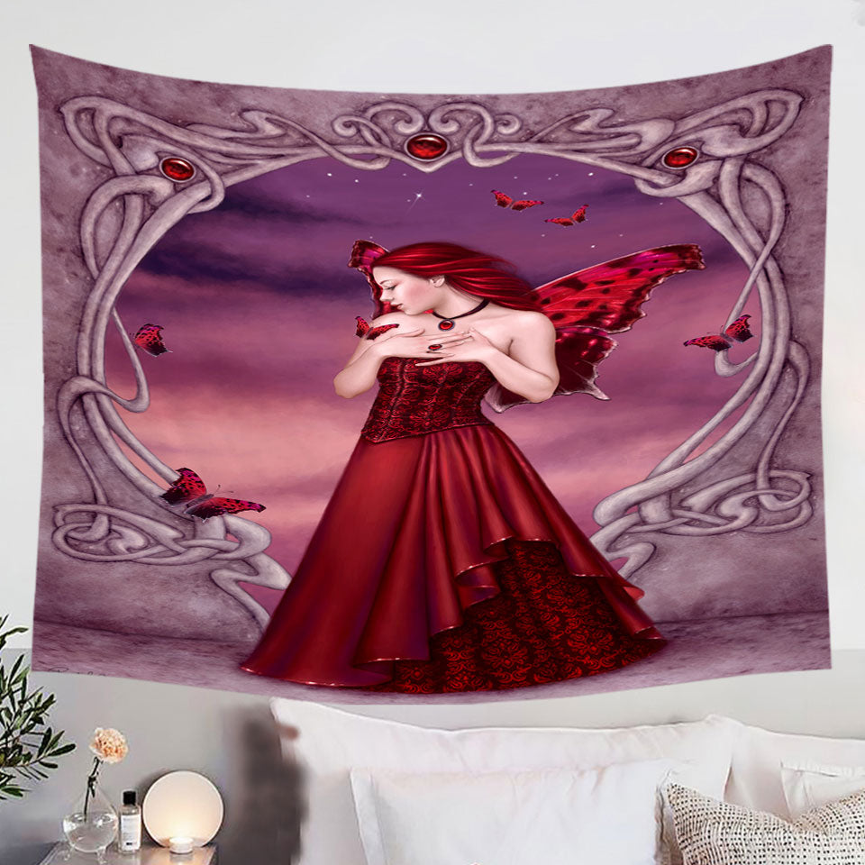 Butterflies-and-Red-Garnet-Butterfly-Girl-Wall-Tapestry