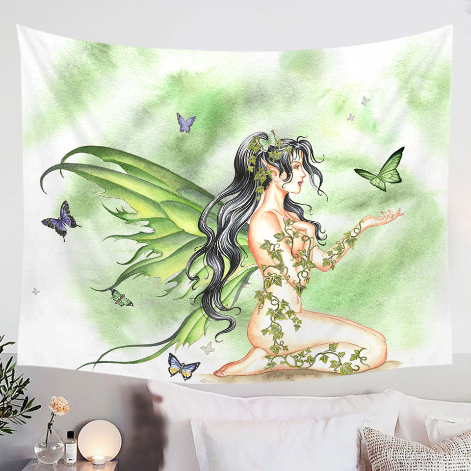 Butterflies-and-the-Green-Vines-Fairy-Tapestry-Wall-Hanging
