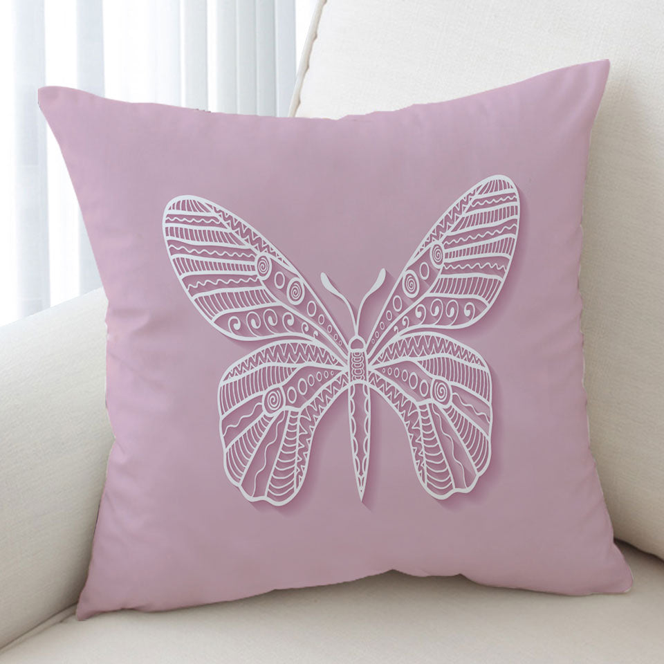 Butterfly Drawing over Purple Cushion Covers