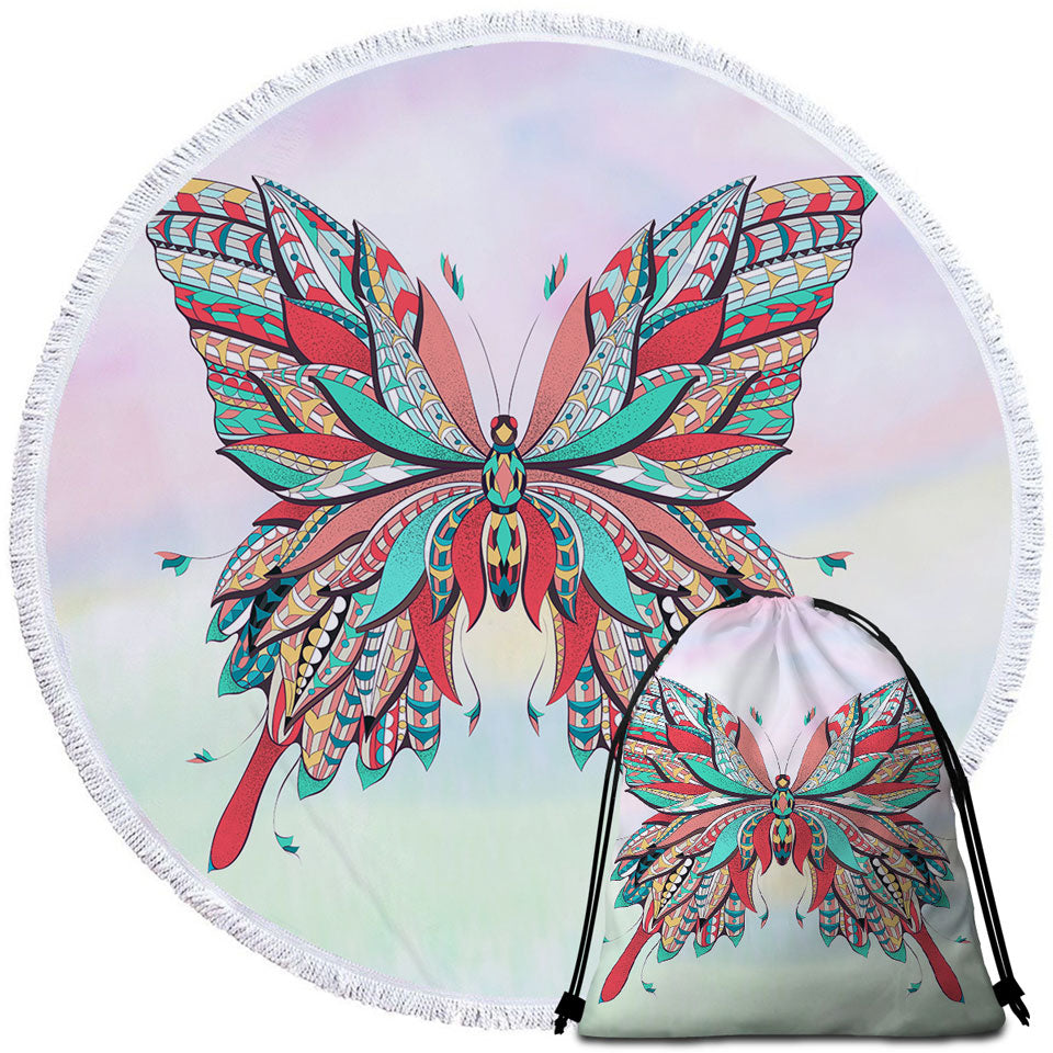 Butterfly Round Beach Towel
