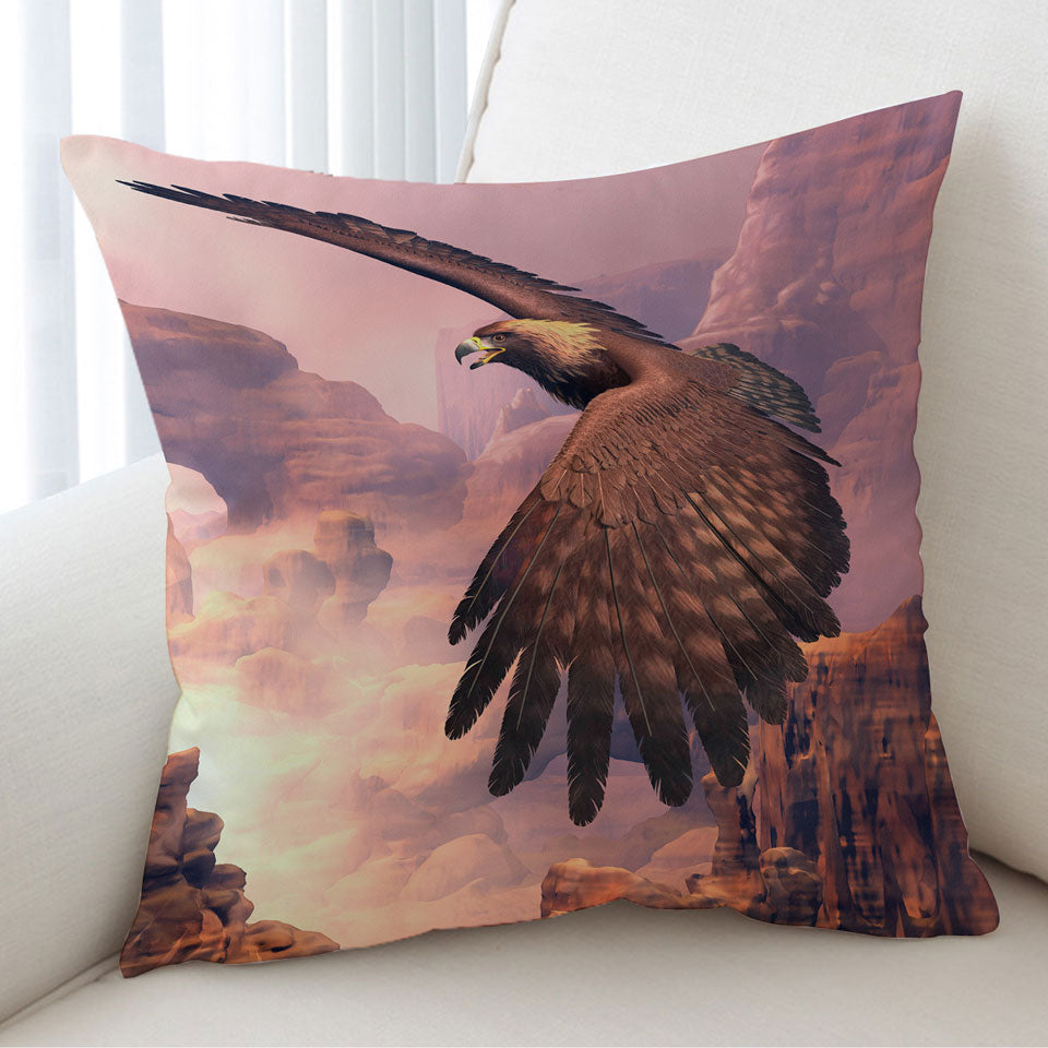 Canyon Flight Nature Art American Eagle Cushion
