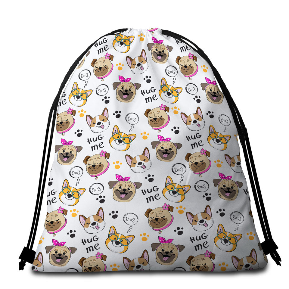 Captivating Cute Dogs Beach Towel Bags