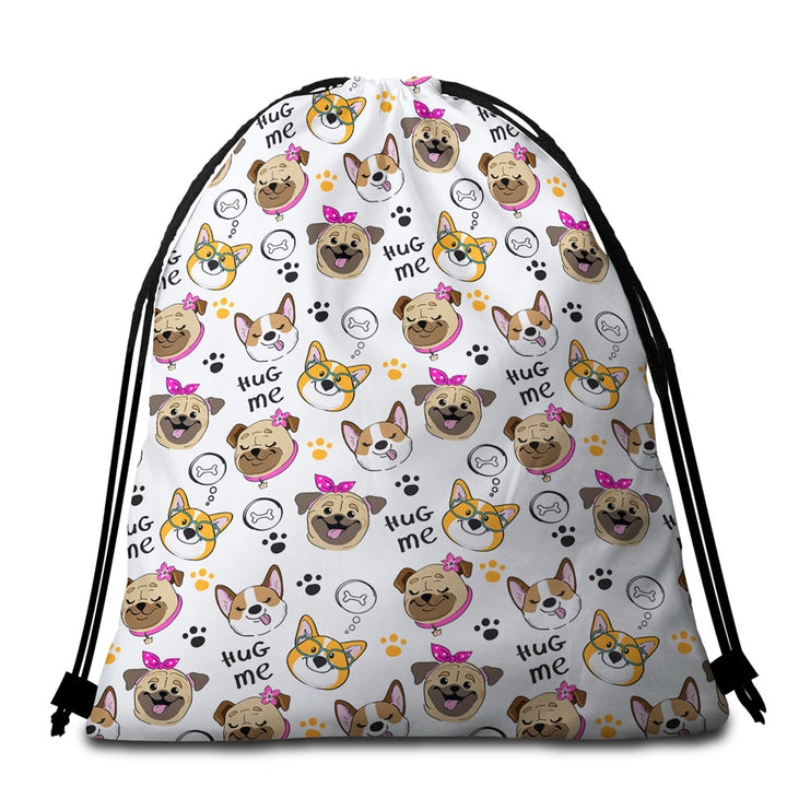 Captivating Cute Dogs Beach Towel Bags