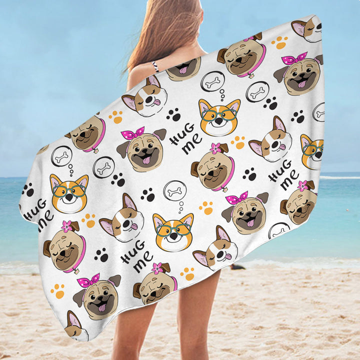 Captivating Cute Dogs Girls Beach Towels