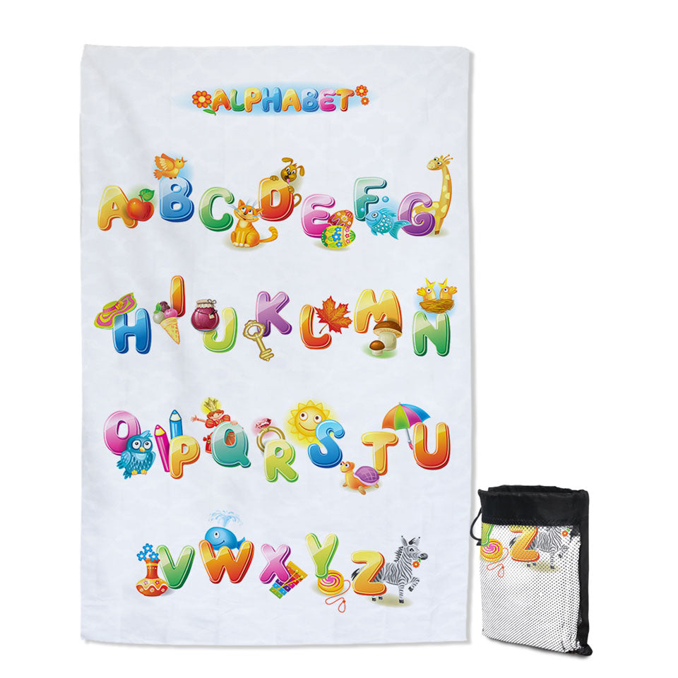Cartoon Alphabet for Kids Thin Beach Towels
