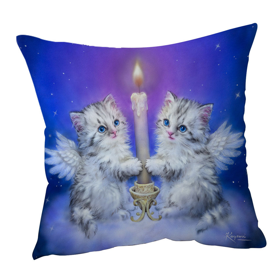 Cat Art Cushions for Kids Dream Candle Angel Kittens