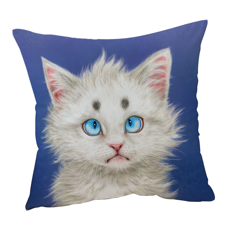 Cat Painting Lovely White Kitten Sofa Pillows