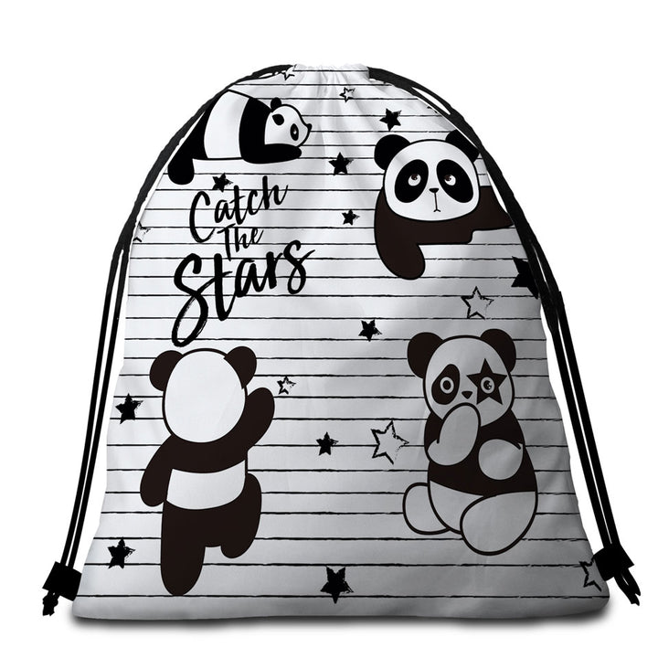 Catch the Stars Cute Panda Beach Towel Bags