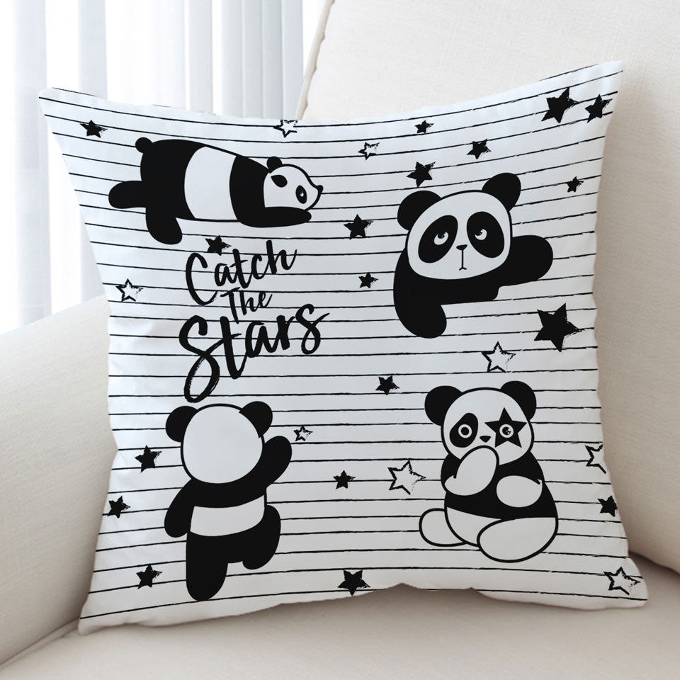 Catch the Stars Cute Panda Cushion Cover