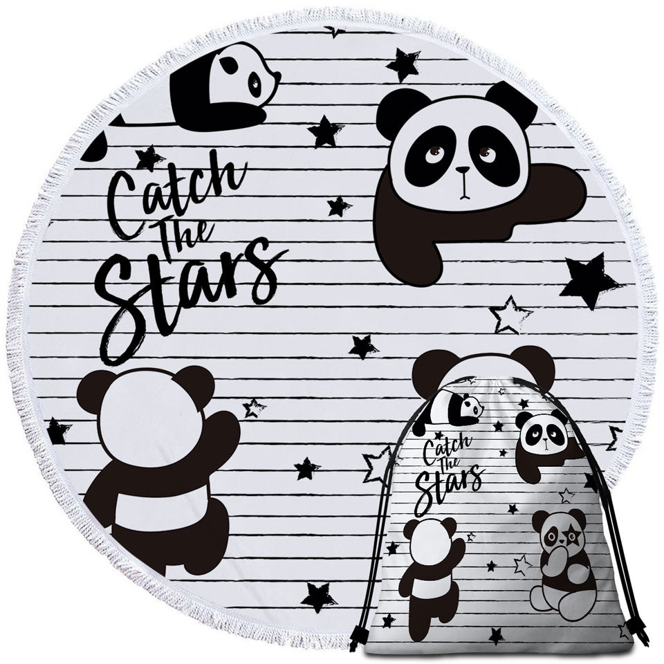 Catch the Stars Cute Panda Cute Beach Towels