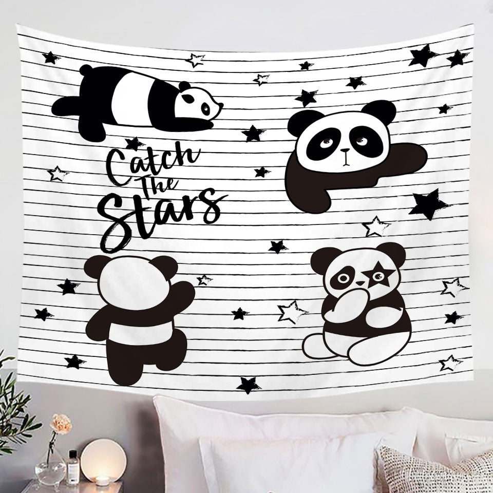 Catch the Stars Cute Panda Hanging Fabric On Wall