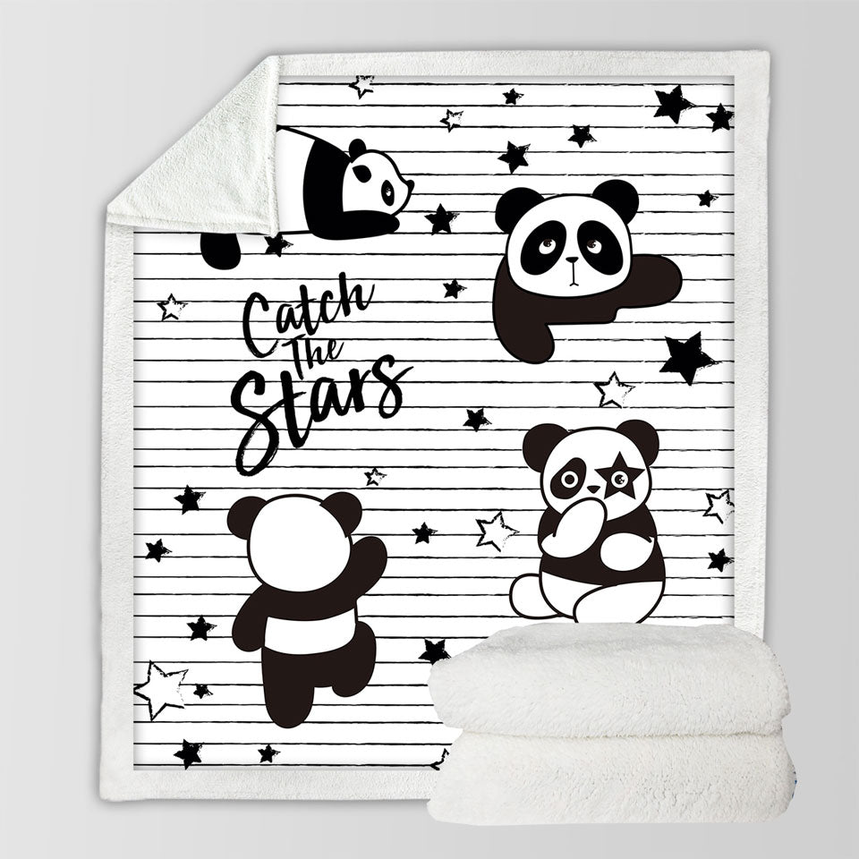 Catch the Stars Cute Panda Kids Throws