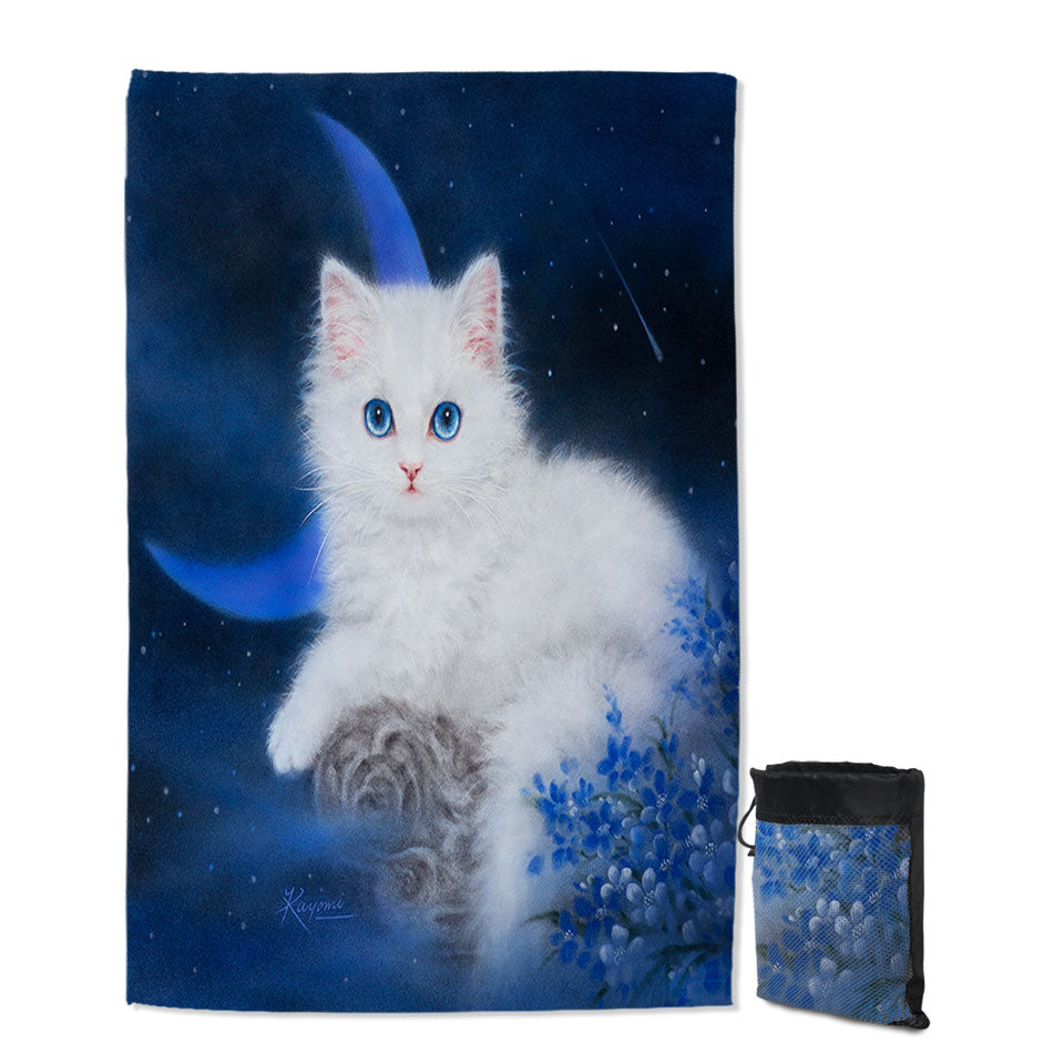 Cats Art Blue Moon Night Kitten Giant Beach Towel