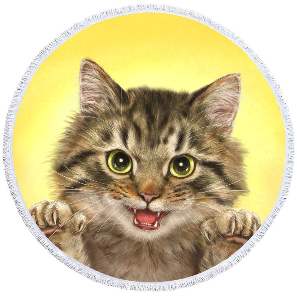 Cats Art Designs Claws Out Kitten Circle Beach Towel
