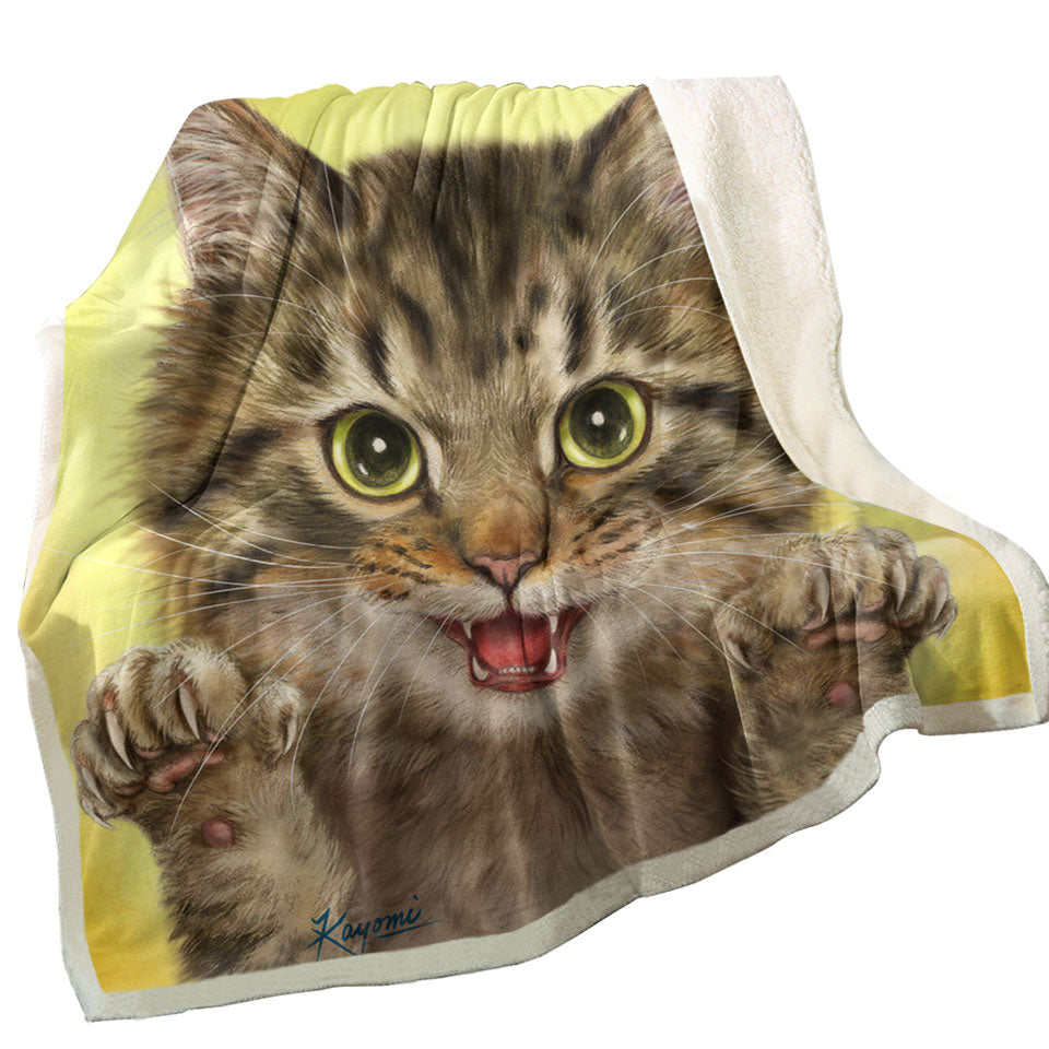 Cats Art Designs Claws Out Kitten Decorative Throws