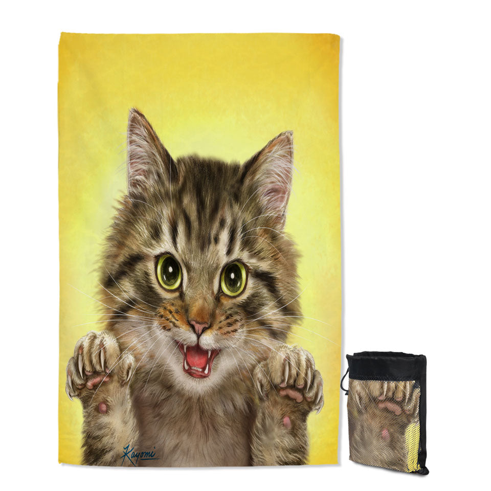 Cats Art Designs Claws Out Kitten Microfiber Towels For Travel