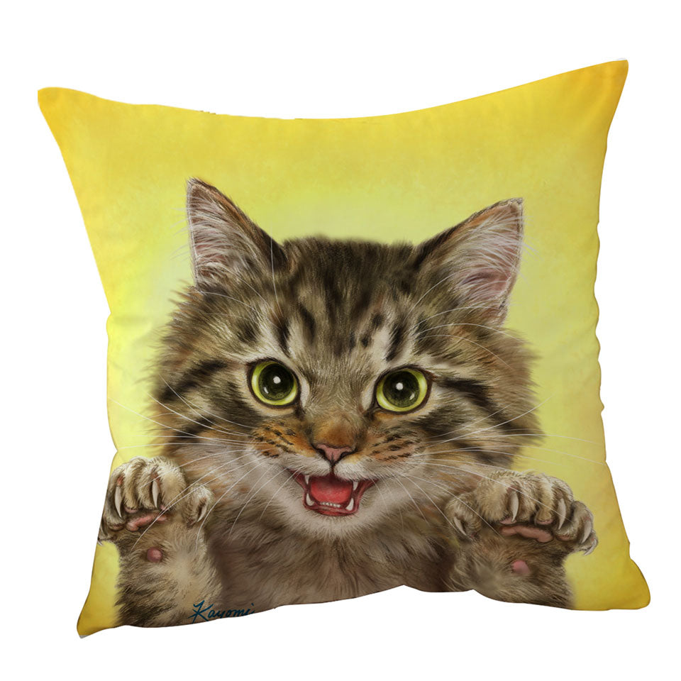 Cats Art Designs Claws Out Kitten Sofa Pillows