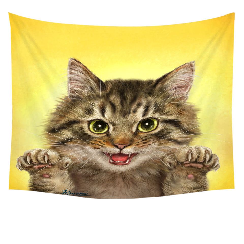 Cats Art Designs Claws Out Kitten Tapestry
