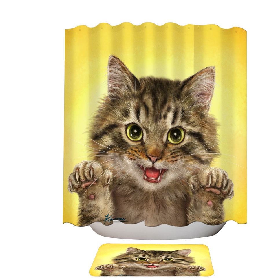 Cats Art Designs Claws Out Kitten Trendy Shower Curtains