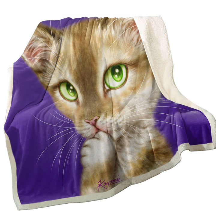 Cats Art Gorgeous Green Eyes Lady Cat Sherpa Blanket