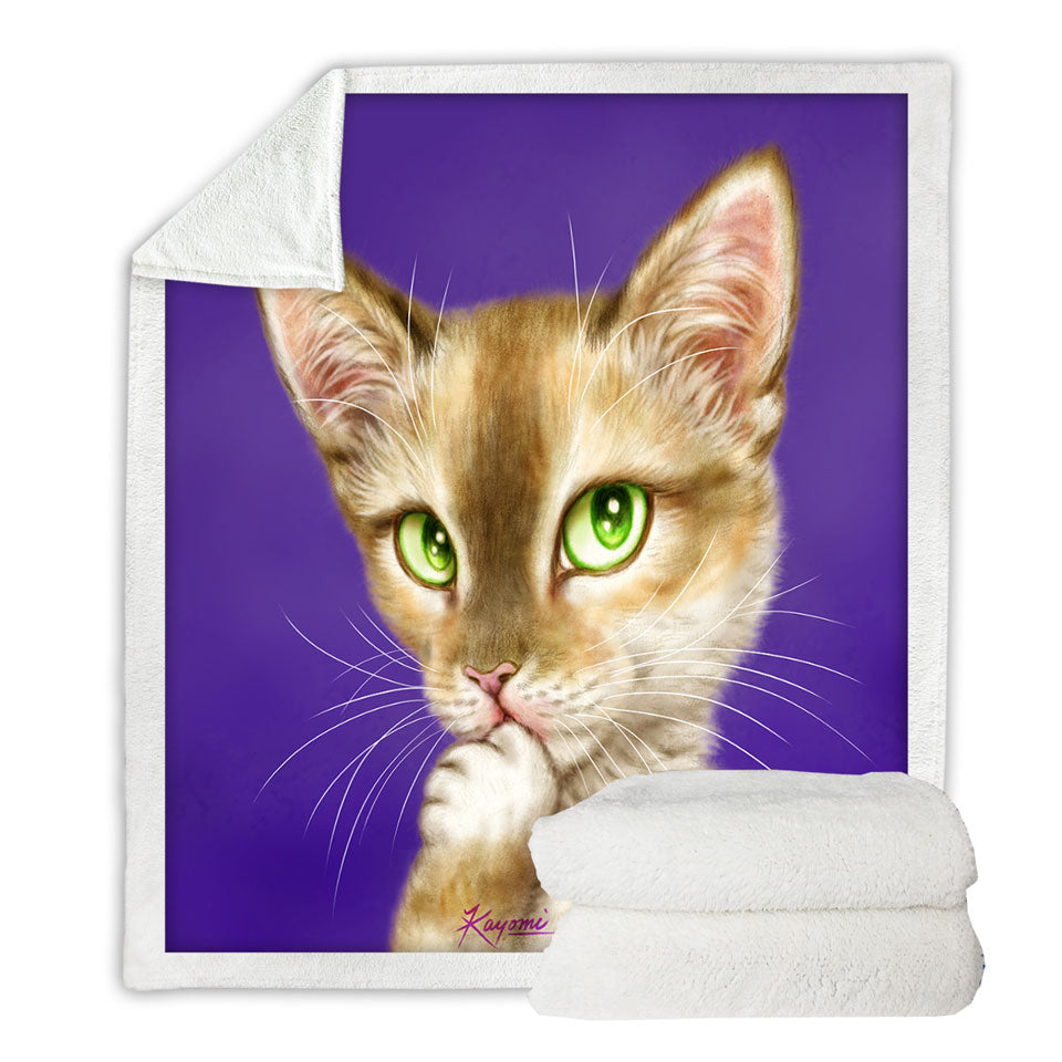 Cats Art Gorgeous Green Eyes Lady Cat Throw Blanket