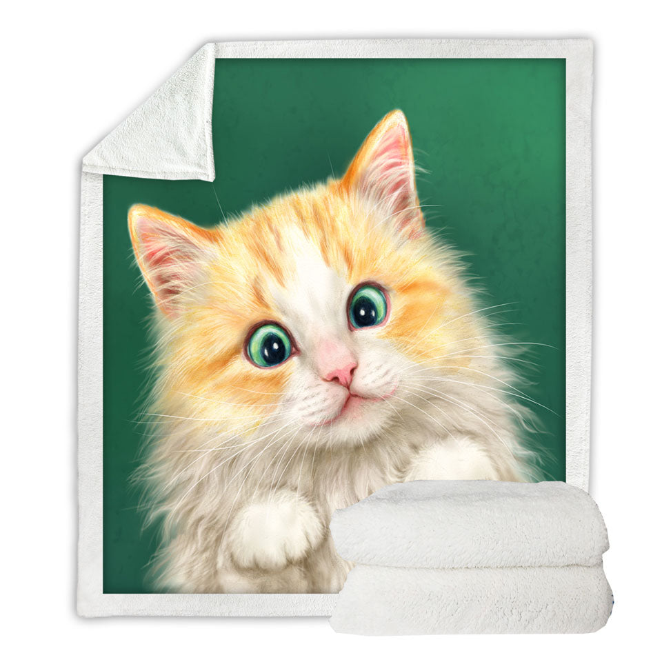 Cats Art Paintings Beautiful Kitty Cat Fleece Blankets