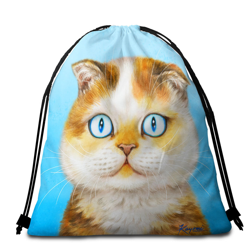 Cats Art Paintings Blue Eye Ginger Kitten Beach Towel Pack