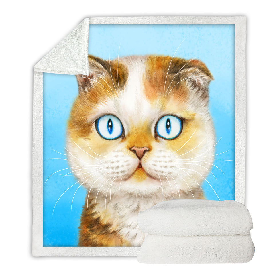 Cats Art Paintings Blue Eye Ginger Kitten Throw Blanket