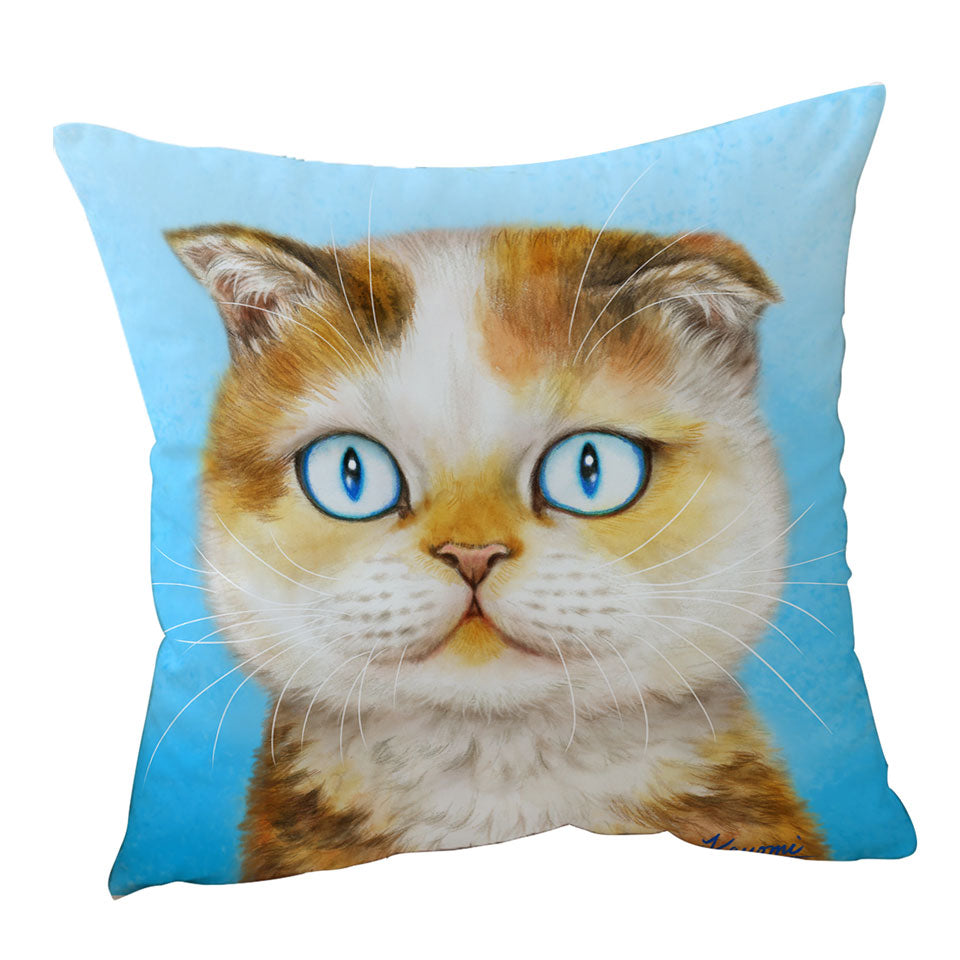 Cats Art Paintings Blue Eye Ginger Kitten Throw Pillow