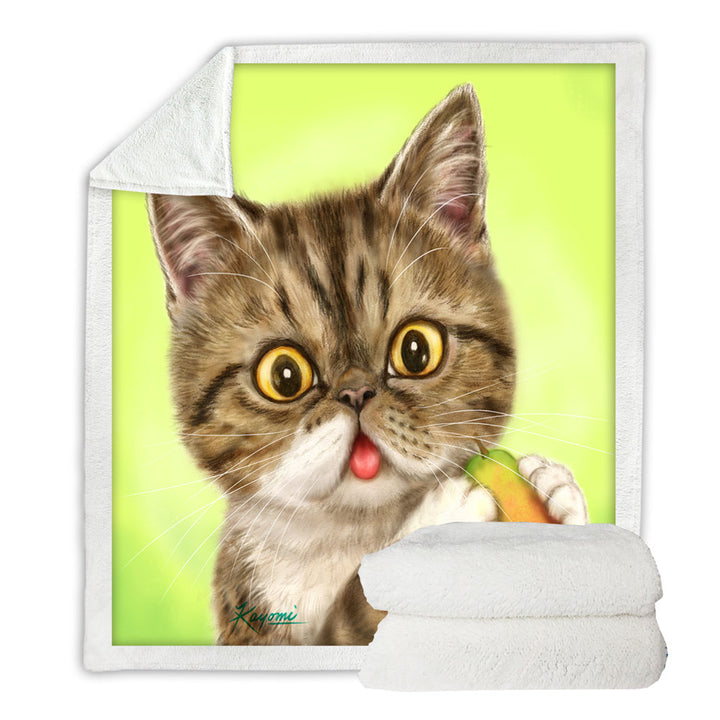 Cats Art Paintings Throws Cute Pear Eating Kitten