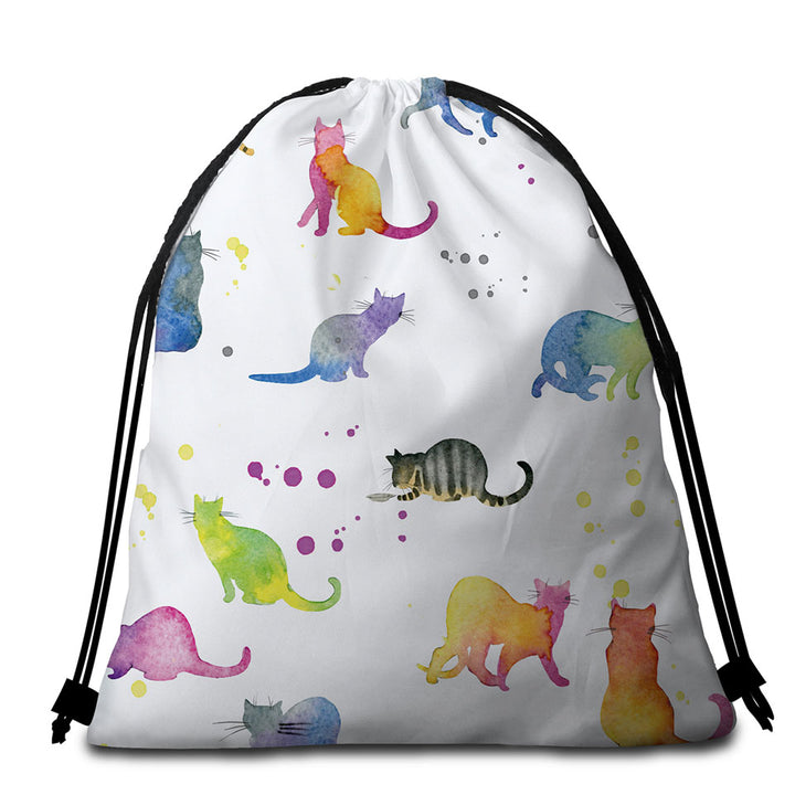 Cats Beach Towels and Bags Set