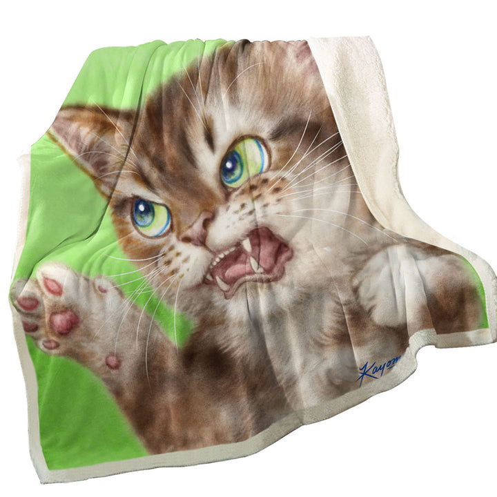 Cats Cool Throw Blanket Art Drawings the Attacker Kitten