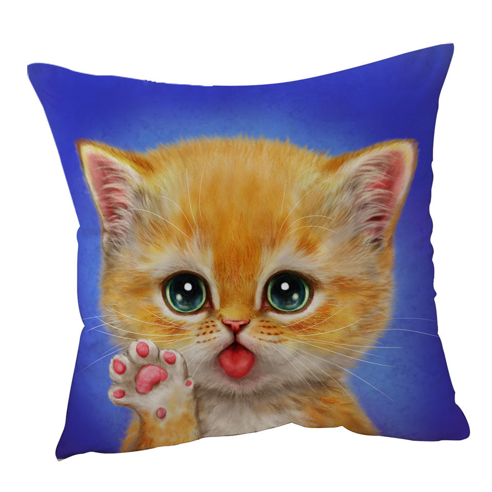 Cats Cushion Covers for Kids Hi There Sweet Greeting Kitten