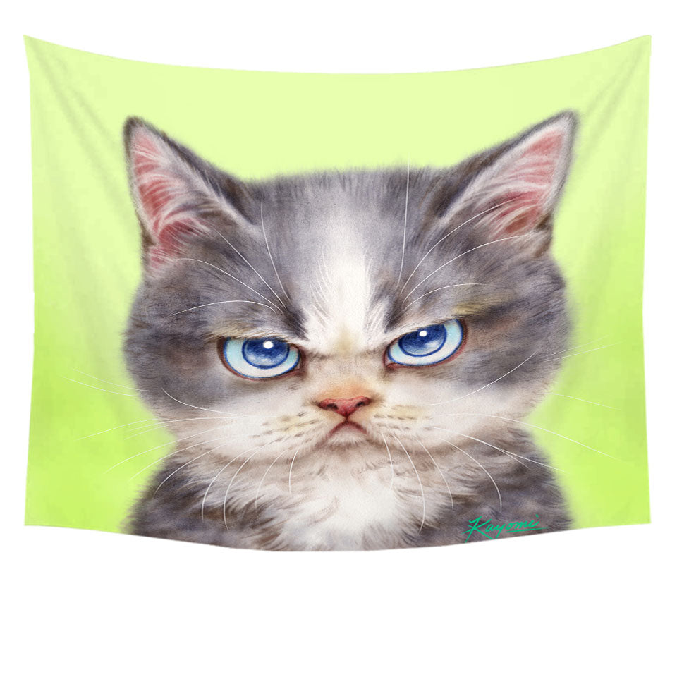 Cats Cute Drawings the Angry Grey Kitten Wall Decor
