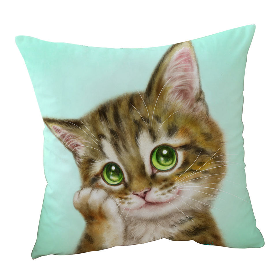Cats Cute Drawings the Charming Tabby Kitten Children Cushion