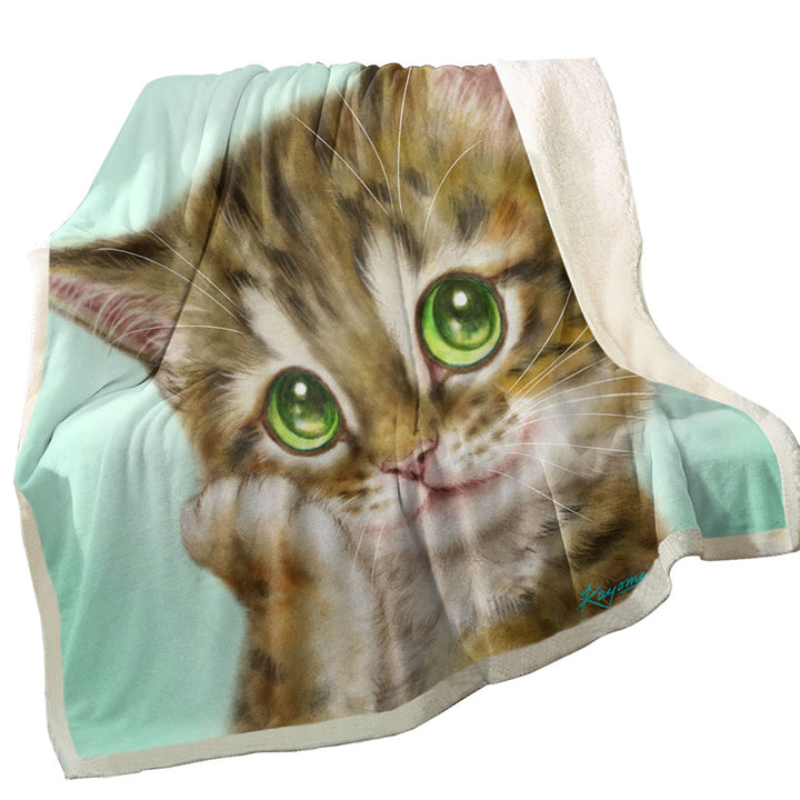 Cats Cute Drawings the Charming Tabby Kitten Kids Sherpa Blankets
