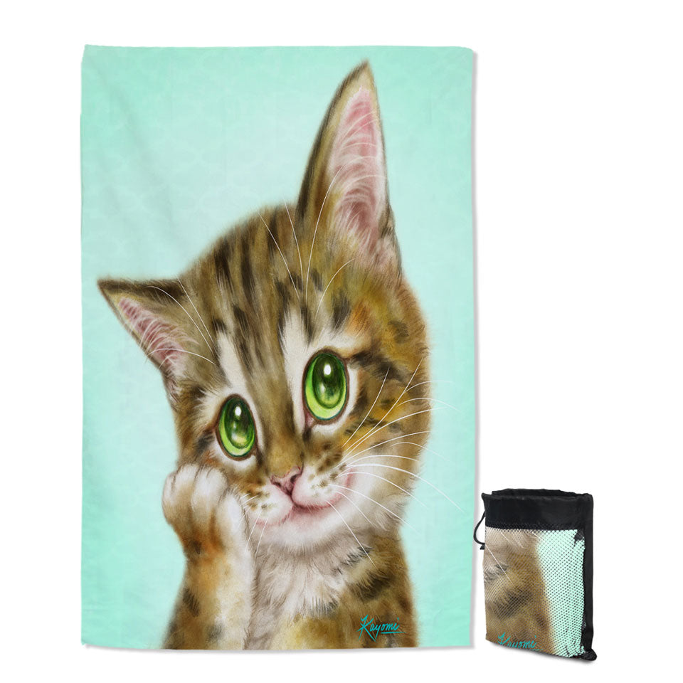 Cats Cute Drawings the Charming Tabby Kitten Kids Swimming Towels