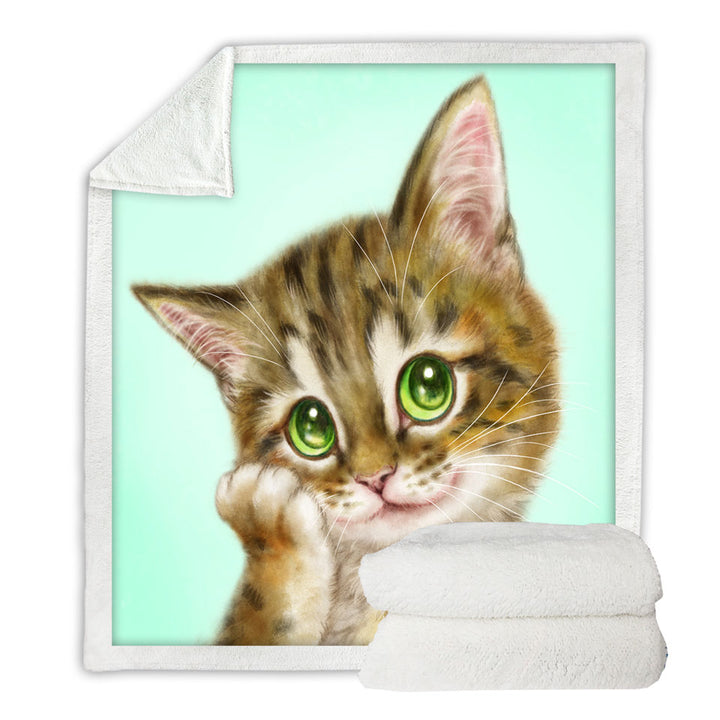 Cats Cute Drawings the Charming Tabby Kitten Sofa Blankets