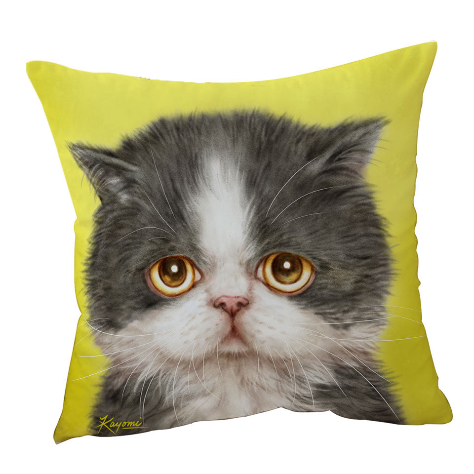 Cats Cute Faces Drawings Sad Grey Kitten Cushion